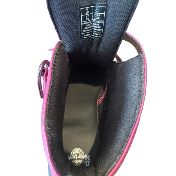 Dr. Martens Pink Devon Heart Boots Fuschia Milled Leather Quad Retro Women's 10 - Picture 13 of 13
